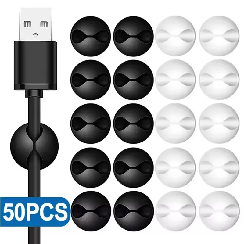 Cable Management Sleeve - 5/50 stuks mini-kabelorganizer siliconen USB-kabelopwinder managementclips