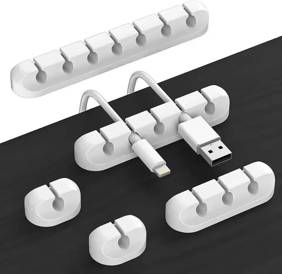 Cable Management Sleeve - Kabelsnoer-organizer van siliconen, USB-kabeloproller, beheerclips, zelfklevend