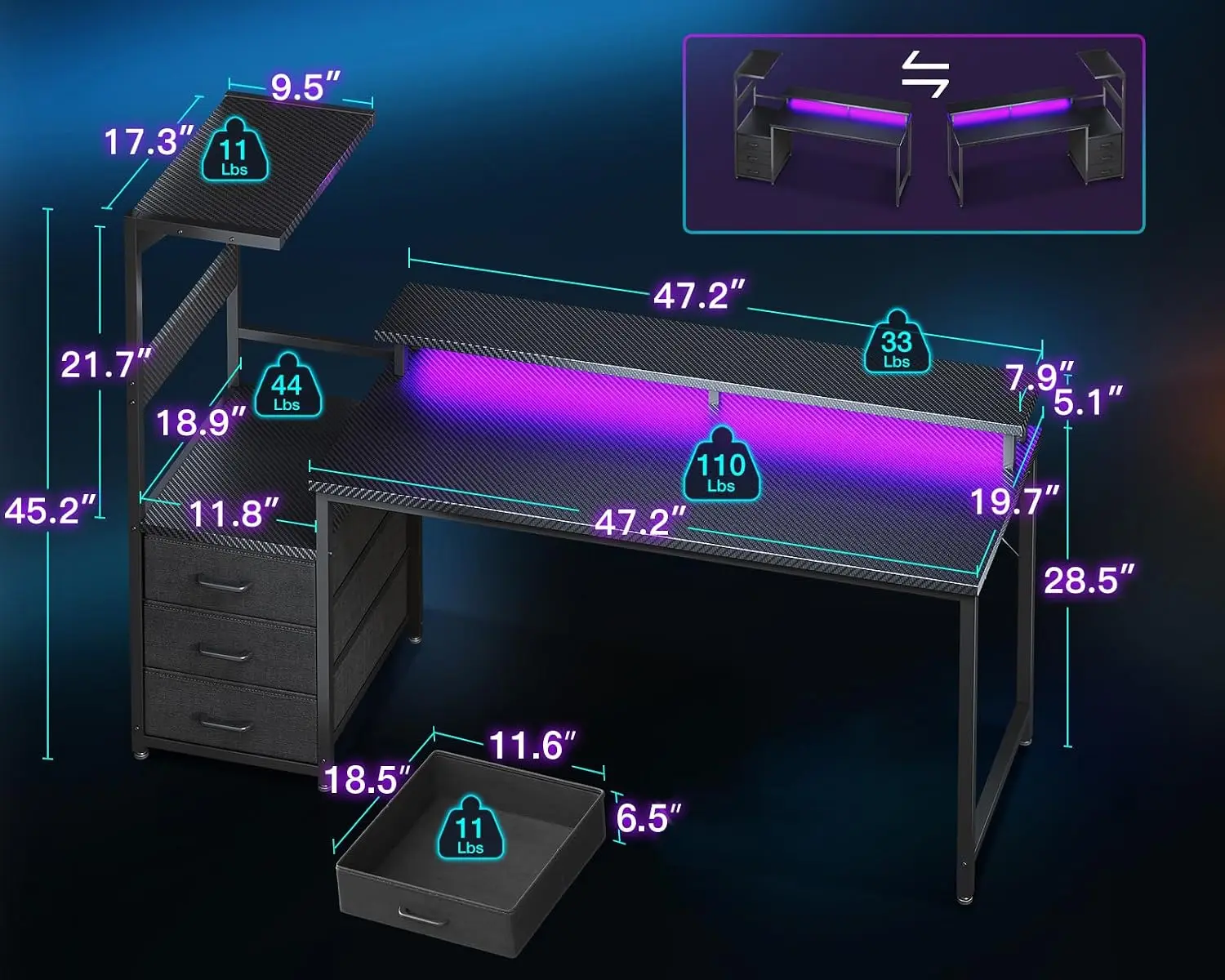 Gamingbureau met pc-displaysta - Pc Gaming Lian Li recensie en prijs